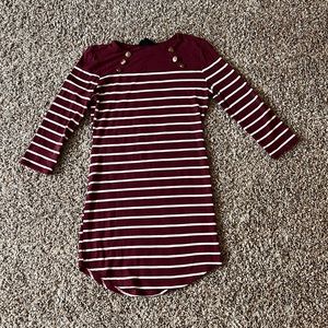 Sweet Wanderer maroon and white striped mini dress size M